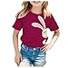 Spring and Autumn Fashionable New Short Sleeve Cute Print Comfortable Version of The Girls Printed T (Red, 12-13 Years)