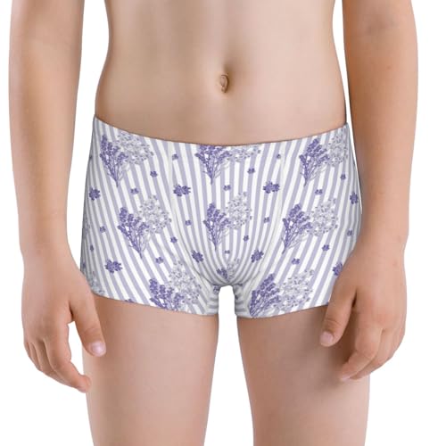 Boys' Cotton Boxer Brief Soft Underwear-Bouquet And Lavender Flowers