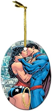 Wonder Woman Batman Superman Custom Personalization DIY Crafts Porcelain Christmas Holidays Oval Decorative Hanging Ornament