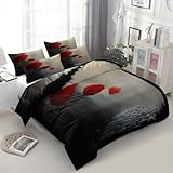 Parure de Lit Fantaisie Vintage Rue Parapluie Rouge 3 pièces pour 2 personnes: Comprend 1 housse de couette réversible double face (260x240 cm) et 2 taies d'oreiller réversibles double face assorties (65 x 65 cm). Si vous souhaitez d'autres tailles de taies d'oreiller, n'hésitez pas à nous contacter