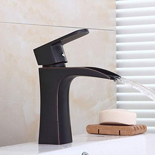 Robinet mitigeur cascade noir pour salle de bain vasque et lavabo toilette rétro - 2