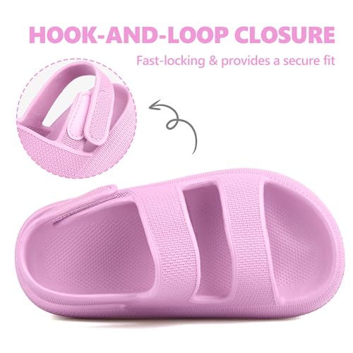 ydscsci Kids Cloud Sandals Boys Girls Slip on Flat Slides Sandals EVA Summer Quick Drying Pillow Slipper With Hook Loop Back Strap Purple 11 Little Kid