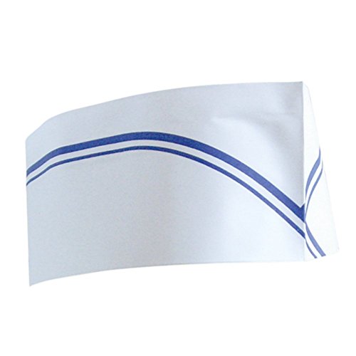 García de Pou 100 Unités - Calots Ajustables Bateau Franges Bleues 28 cm Blanc Papier