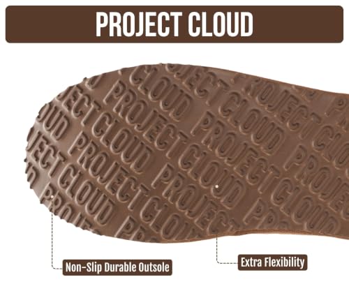Image of Project Cloud Men's 100% Genuine Leather Shearling Memory Foam Slippers | Genuine Shearling Lining and Lightweight Non-Slip Indoor & Outdoor Wear Slippers for Men - Water-Resistant Mens Slippers