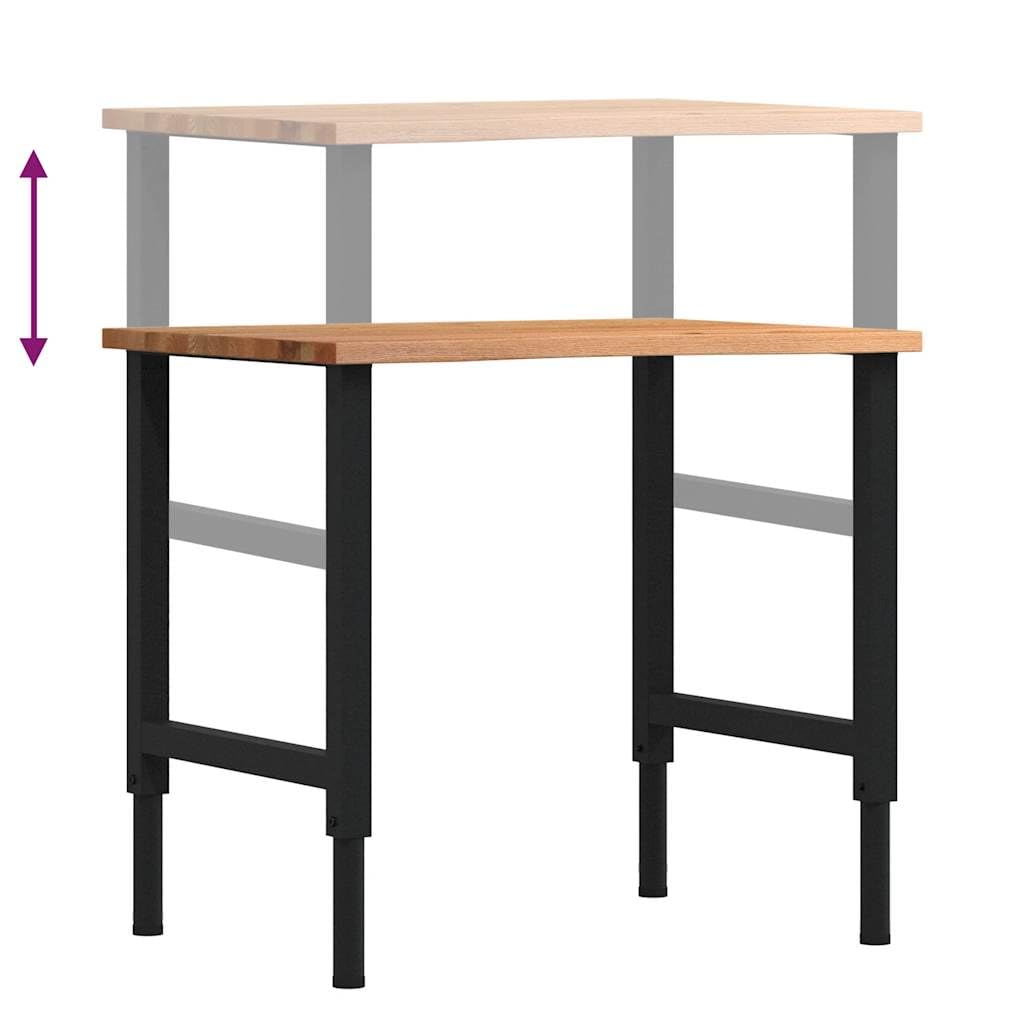 vidaXL Banco de Trabajo Madera Roble marrón Claro 80x60x(71,5-98) cm, Mesa de Trabajo, estación de Trabajo, Banco de Trabajo de Metal