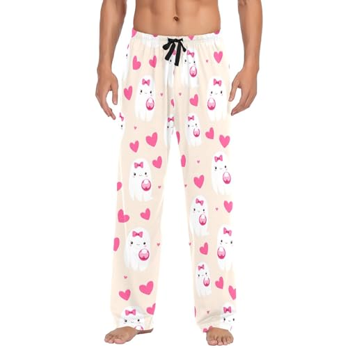 Spirits and Hearts Men's Cotton Pajama Pants with Pockets and Drawstring Comfortable and Stylish,S2