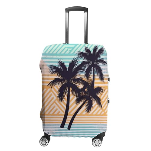 Travel Luggage Cover Suitcase Cover Suitcase Protector Palm Tree Geometric Pattern Luggage Covers Washable Baggage Cover Elastic Anti-Scratch Suitcase Case Protector for Adult Personalized Suitcase Co