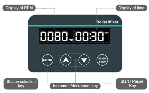 Digital Vertical Axis Roller Mixer Lab Roller Mixer with 6 Rollers Timer(1min-23h59min) Brushless Motor Speed 20-80 RPM for Mixing Viscous Liquids and Solid-Liquid Suspensions