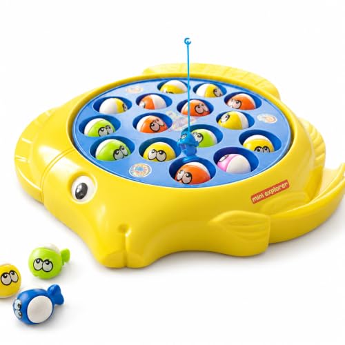 Image of MiniExplorer Fishing Game with Music and Rotating Pond|Sound Toy for Kids 4+Yrs|Indoor Musical Toy|Skill Development|15 Fishes & 4 Fishing Poles|Birthday Return Gifts for Kids