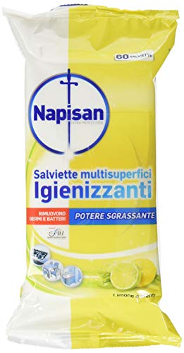 Napisan Salviette Multisuperfici Igienizzanti Potere Sgrassante; Limone e Menta; Mega