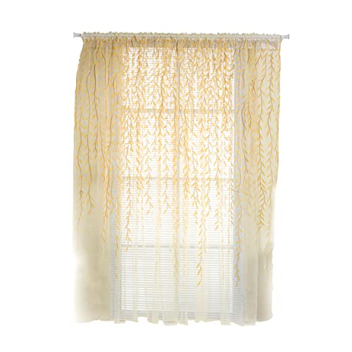 Zerodeko Cortinas Sauce Transparentes Visillos De Tulipán para Ventana Pantalla De Voile para Balcón o Dormitorio Mosquitera Sauce Cortinas De Voile para Ventana Color Amarillo