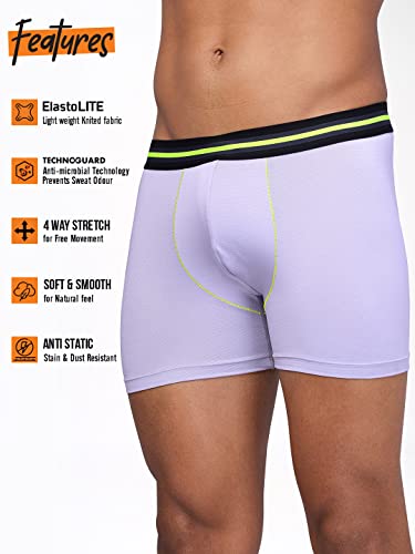 Image of TECHNOSPORT Men's Colorblock Trunks Underwear with ElastoLITE 4 Way Stretch Lightweight Breathable Moisture Wicking Soft Anti Odour Anti Microbial Comfort Fit Boxer Briefs Innerwear for Men