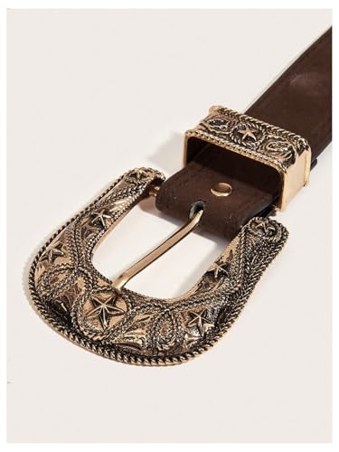 Verdusa Women's Retro Vintage Metal Buckle Waist Belt Faux Leather Western Cowgirl Waistband4