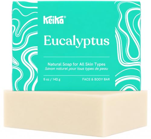 Keika Eucalyptus Soap Bar for Face &amp; Body, Natural Refreshing Spa Bath &amp; Shower Cleanser, 5 oz.