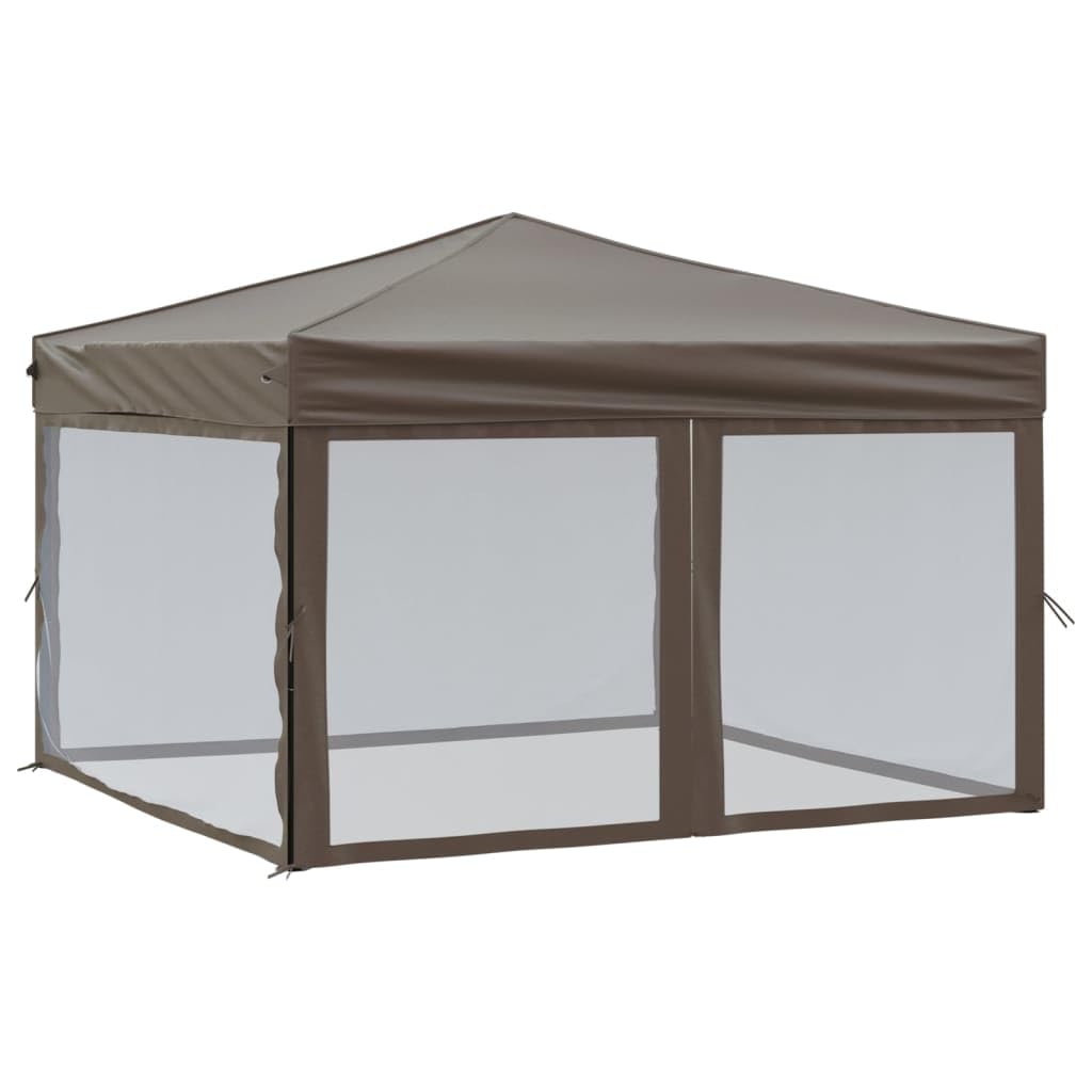 vidaXL Folding Party Tent with Sidewalls Taupe 3x3 m