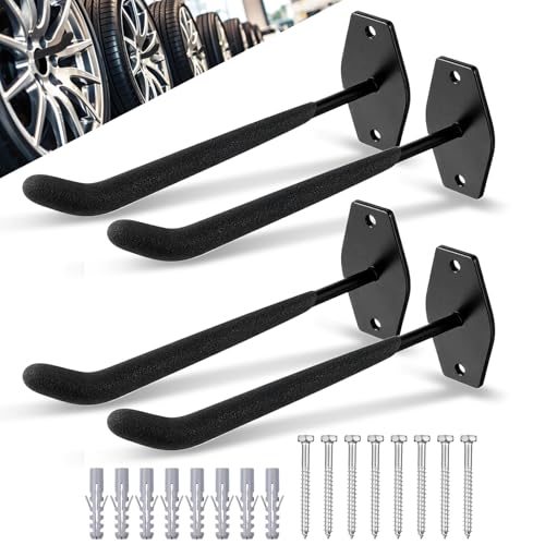 HOFURME 4-Pack Tire Rack Wall Mount, Heavy Duty Hooks for