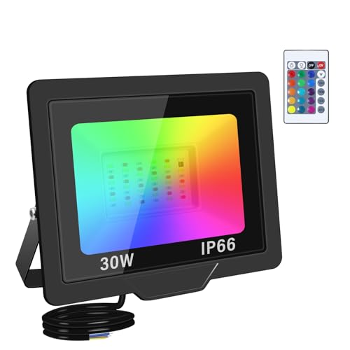 RIGIDON 30W Faretto LED RGB con Telecomando, IP66
