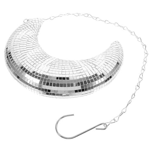 Decoración colgante en forma de luna para discoteca, espejo reflectante plateado para fiestas disco, bodas, cumpleaños y festivales, decoración ligera para celebraciones glamorosas miniatura 5