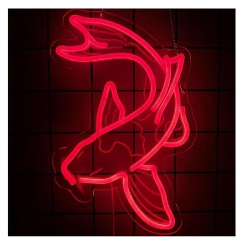 Enseigne lumineuse au néon carpe koï et poisson rouge pour décoration murale lumineuse