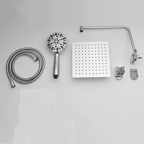 Weirun 8 Inch High Pressure Rainfall Fixed Showerhead/Handheld Showerhead Combo with 12 Inch Adjustable Shower Extension Arm with Diverter Valve,7-Spray Head,59-inch Hose,Showerhead Holder,Chrome