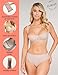 Rosme Women's Balconette Bra with Push Up Effect – Plus Size Sexy Lace Demi Half Cup Bra – Lightly Padded Underwired Low Cut Mesh Design Grand, Beige, Size 48A