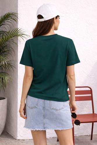 Image of London Hills Women's Loose Fit Printed Cotton T-Shirt Pack of 2 | Casual Round Neck Half Sleeve Graphic Tee | Breathable Summer Top for College, Travel & Outing