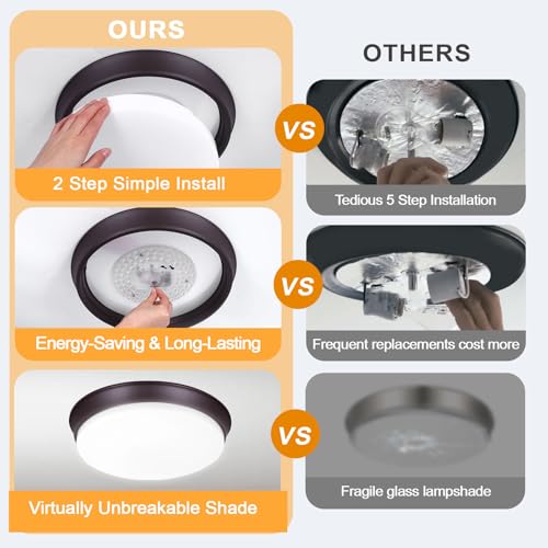 Image of 2PACK LED Flush Mount Ceiling Light Fixtures Oil Rubbed Bronze, 13Inch 36W Dimmable & 2700K-6500K 5CCT Adjustable LED Ceiling Lights, 4000LM Modern LED Lamp for Kitchen, Bedroom, Porch, Hallway