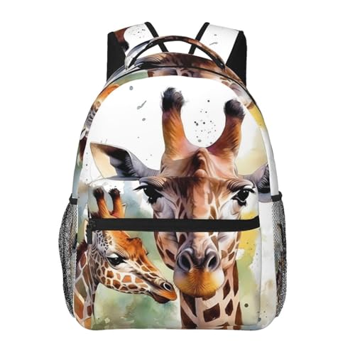 Sac à dos voyage ordinateur ergonomique grand volume avec motifs animaux aquarelle