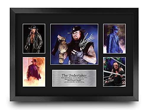 The Undertaker Photo Autographe Signée Édition Cadre Noir Format A3