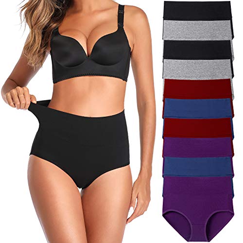 Image of Womens Underwear,Cotton Mid Waist No Muffin Top Full Coverage Brief Ladies Panties Lingerie Undergarments for Women Multipack