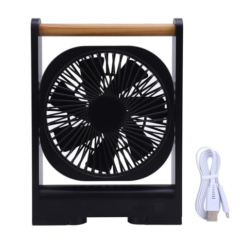 Ventilador de Escritorio Pequeño, 4 Velocidades Fuerte de Aire Fuerte Ajustable Ventilador Tranquilo Rotativo para la Oficina en Casa Ciclismo de Playa de Viaje (Black)