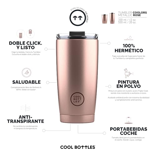 Vaso térmico Cool Bottles de 550 ml sin BPA para llevar café sin derrames. 4