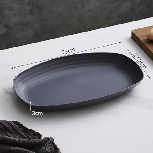 Image of Wheat Straw Plates for Steak, Pasta, Dessert, Salad, Dinner, Sushi, Side Dish, Fruit, Appetizer, Cake, Snacks, Rice Unbreakable Kids Fiber Tableware Microwave Safe (Grey, Pack of 4)