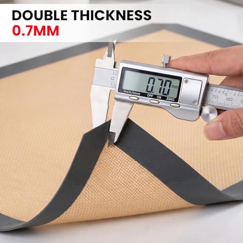 Image of Silicone Baking Mat 3 Pack Reusable Silicone Baking Sheet Liner for Oven 2 Half and 1 Round Pizza Nonstick Mat for Bread, Dough, Macaron, Cookie Cooking Liners for Kitchen Counter Bakery Supplies