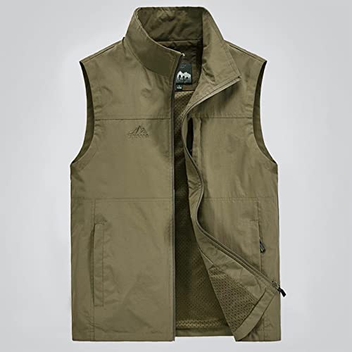 Ymosrh Men's Vests Outerwear Lightweight Outdoor Casual Zipper Stand Collar Padded Vest Coats Sleeveless Jacket Vest2