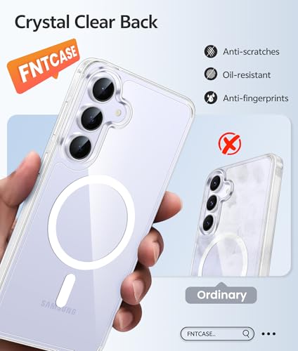 Image of FNTCASE for Samsung Galaxy S25 FE Case: [Fit for Magsafe] [Screen Protector] Anti Yellowing Transparent Clear Military Grade - Shockproof Protective Phone Cover for Samsung S25Fe (Clear-6.7 inch)