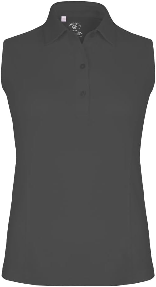 Monterey Club Women's Solid Tailored Collar Sleeveless Polo Shirt #2672