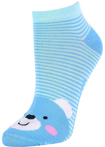 Image of ToBeInStyle Pack of 6 Printed & Solid Low Cut Ankle Socks - Kid's & Adults