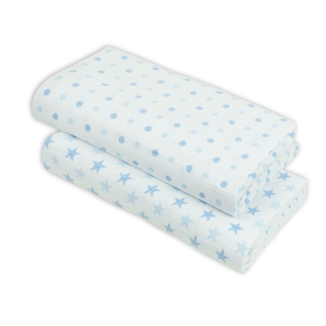 MuslinZ Baby EX Large Muslin Squares, Soft, Breathable and Absorbent Newborn Receiving Blanket, Swaddles XL 100x90cms 100% Cotton (2 Pack) (Blue) — image 1