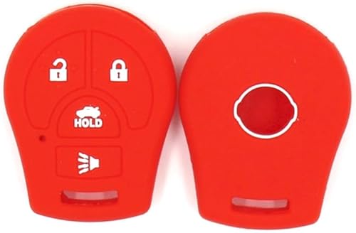 Silicone Car Key Fob Cover Jacket for Nissan Murano Tiida SYLPHY March LIVINA Sunny NV250 Townstar Serena (Red)