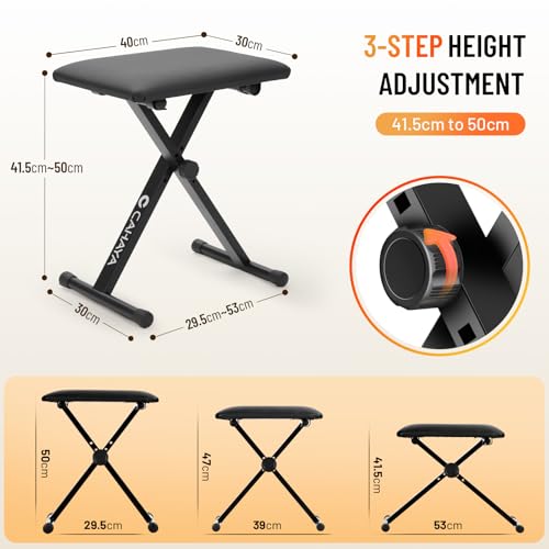 CAHAYA Solution complète Support de clavier et banc de clavier – 6 niveaux réglables en hauteur – Double X-Frame – Pour clavier de 61, 76 et 88 touches – Charge maximale : 168 kg – Noir - Les Beatles, Paul McCartney, John Lennon, RIngo Starr, George Harrison CAHAYA Solution complète Support de clavier et banc de clavier - 6 niveaux réglables en hauteur - Double X-Frame - Pour clavier de 61, 76 et 88 touches - Charge maximale : 168 kg - Noir – Image 4