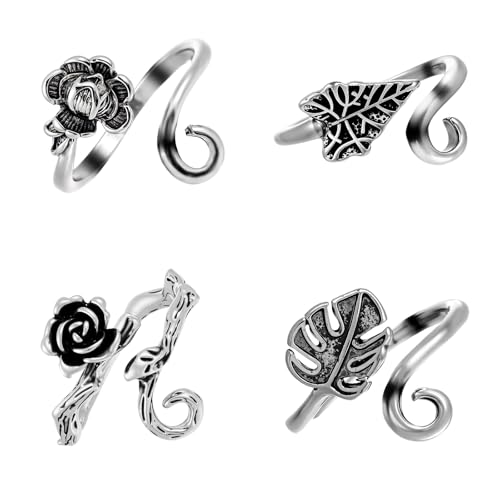 4 Pcs Crochet Ring for Finger Adjustable Crochet Tension Ring for Crocheting Faster Knitting Thimbles Holders Accessories Yarn Tension Rings for Crocheting Mother Grandma Gifts