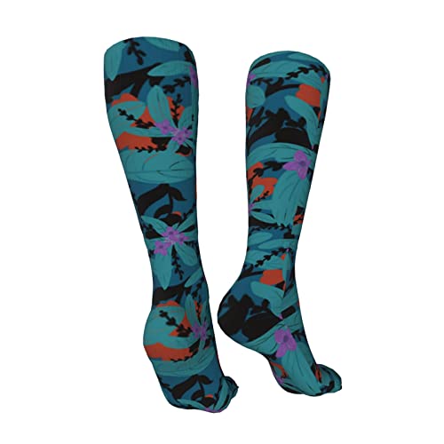 Blauwe Bloemen Heren Kniekousen voor Vrouwen, Boho Over De Kalf Sokken voor Mannen, Dikke Warme Lange Buis Sokken Bulk Casual Mid Calf Sokken (04), 04, one size - Afbeelding 3