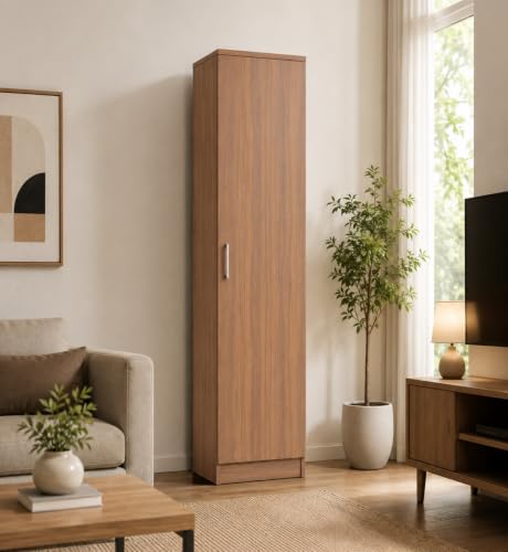 Image of Spyder Craft Engineering Wood Wardrobe for Clothes, Single Door Stylish Cupboard for Bedroom, Multi-Utility Design with Multirack Storage, Engineered Wood-Noce Lyon
