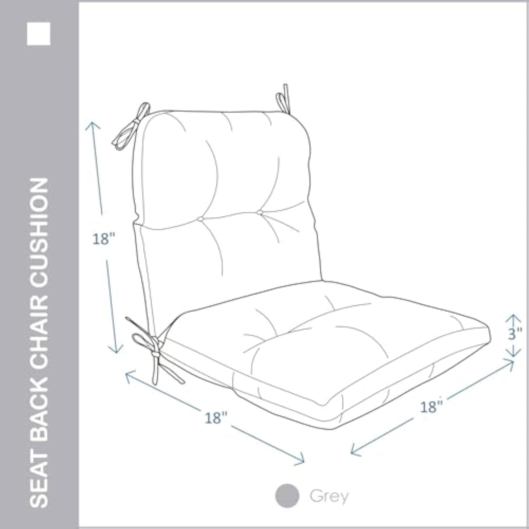 All-Weather Patio Chair Cushion with Ties