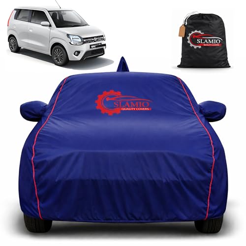 Image of Car Cover for Maruti Suzuki WagonR 2010-2018 | 100% Waterproof Heavy-Duty 3-Layer Car Body Cover | All-Weather Rain, UV, Sun & Dust Protection | Custom Fit | Mirror & Antenna Pockets |Navy Blue