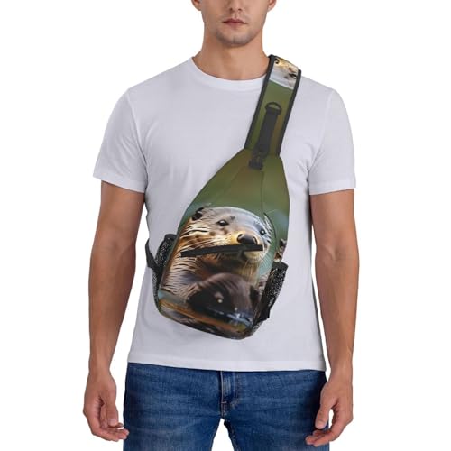Mochila cruzada Otters Print para senderismo y viaje miniatura 7