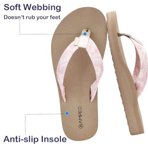 Ampeo Women's Arch Support Flip Flops Comfortable Casual Summer Beach Thong Sandals