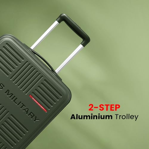 Image of SWISS MILITARY Polypropylene Spectrakey 8 Wheels 55cm Cabin Size Trolley Luggage, Hard Case 360 Rotatable Wheels, Anti Theft Zipper & Number Lock Suitcase for Travel, Men & Women, Small Olive 40L