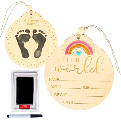 Image of VIXAVI Hello World Newborn Sign - Rainbow Baby Announcement Sign Set- Baby Name Sign -Welcome Baby Sign - Baby Arrival Sign for Boys and Girls - Birth Announcement - Sign Newborn Sign For Hospital